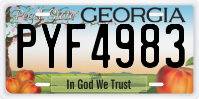GA license plate PYF4983