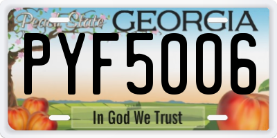 GA license plate PYF5006