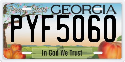 GA license plate PYF5060