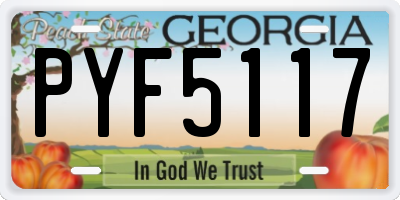 GA license plate PYF5117