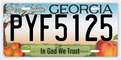 GA license plate PYF5125