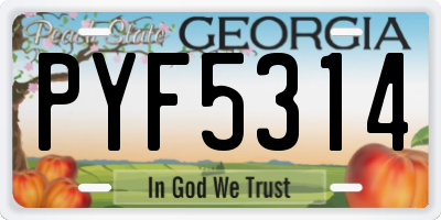 GA license plate PYF5314