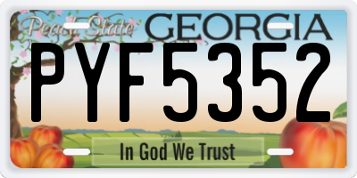 GA license plate PYF5352