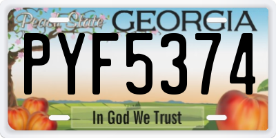 GA license plate PYF5374