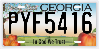 GA license plate PYF5416