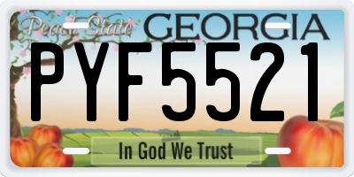 GA license plate PYF5521