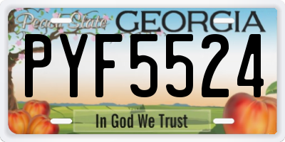 GA license plate PYF5524