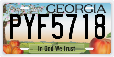 GA license plate PYF5718