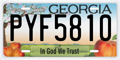 GA license plate PYF5810