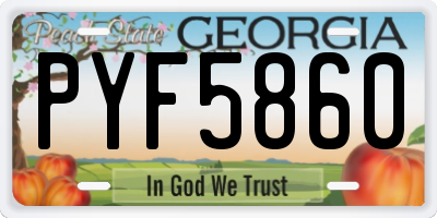 GA license plate PYF5860