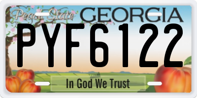 GA license plate PYF6122