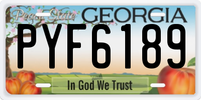 GA license plate PYF6189