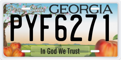 GA license plate PYF6271