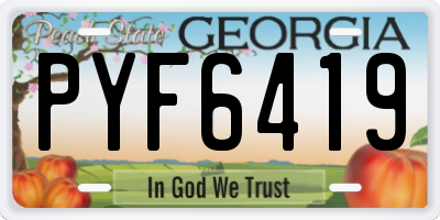 GA license plate PYF6419