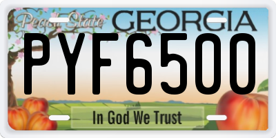 GA license plate PYF6500