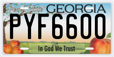 GA license plate PYF6600