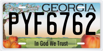 GA license plate PYF6762