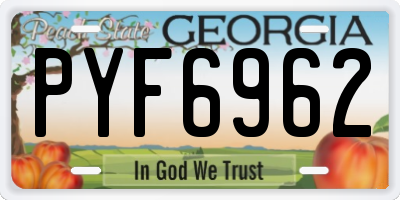 GA license plate PYF6962