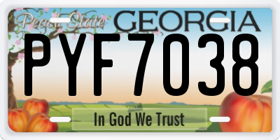 GA license plate PYF7038