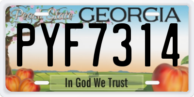 GA license plate PYF7314