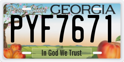 GA license plate PYF7671