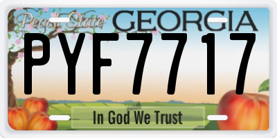 GA license plate PYF7717
