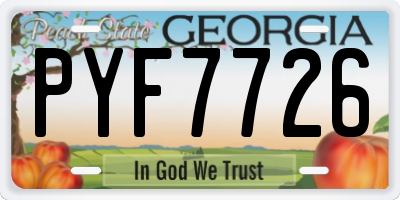 GA license plate PYF7726