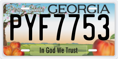 GA license plate PYF7753