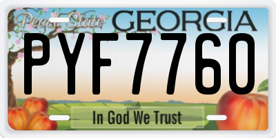 GA license plate PYF7760