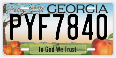 GA license plate PYF7840