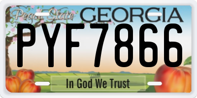 GA license plate PYF7866
