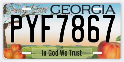 GA license plate PYF7867