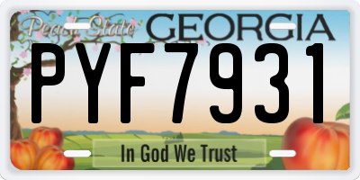 GA license plate PYF7931