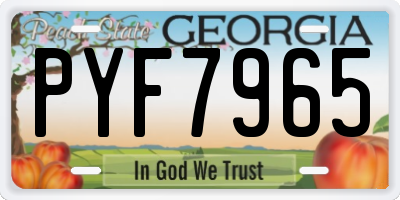 GA license plate PYF7965