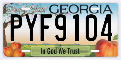 GA license plate PYF9104