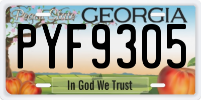 GA license plate PYF9305