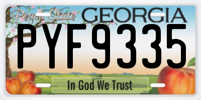 GA license plate PYF9335