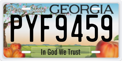 GA license plate PYF9459