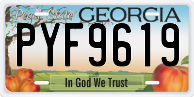GA license plate PYF9619