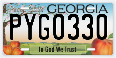 GA license plate PYG0330