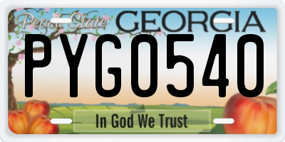 GA license plate PYG0540