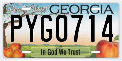 GA license plate PYG0714