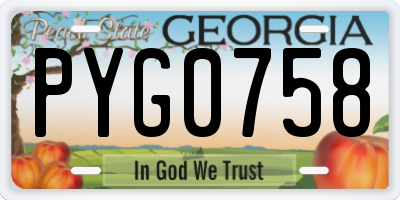 GA license plate PYG0758
