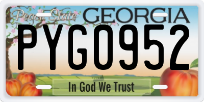 GA license plate PYG0952