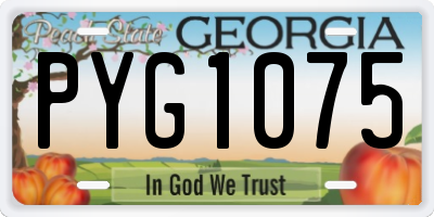 GA license plate PYG1075