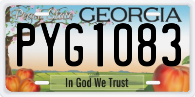 GA license plate PYG1083