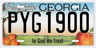 GA license plate PYG1900