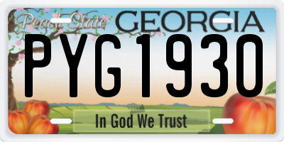 GA license plate PYG1930