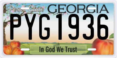 GA license plate PYG1936