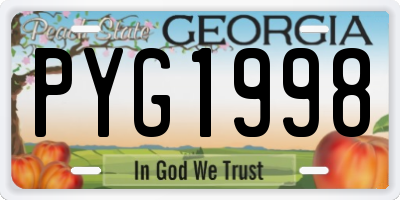 GA license plate PYG1998